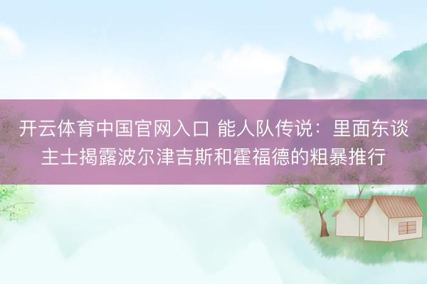 开云体育中国官网入口 能人队传说:里面东谈主士揭露波尔津吉斯和霍福德的粗暴推行