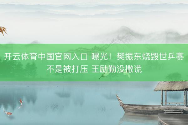 开云体育中国官网入口 曝光!樊振东烧毁世乒赛不是被打压 王励勤没撒谎