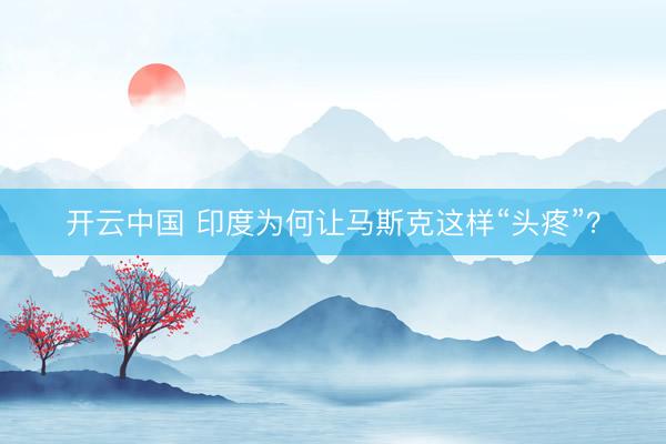 开云中国 印度为何让马斯克这样“头疼”？