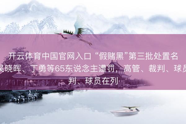 开云体育中国官网入口 “假赌黑”第三批处置名单：吴晓晖、丁勇等65东说念主遭罚，高管、裁判、球员在列