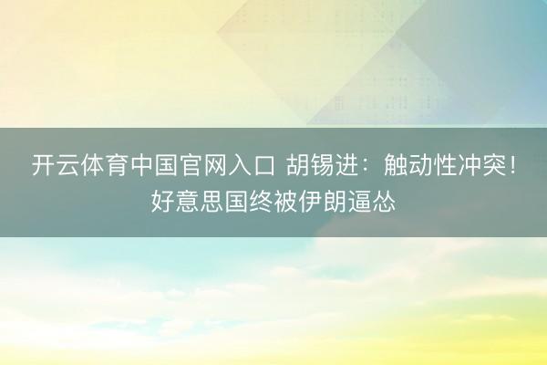 开云体育中国官网入口 胡锡进：触动性冲突！好意思国终被伊朗逼怂