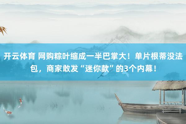 开云体育 网购粽叶缩成一半巴掌大!单片根蒂没法包,商家敢发“迷你款”的3个内幕!
